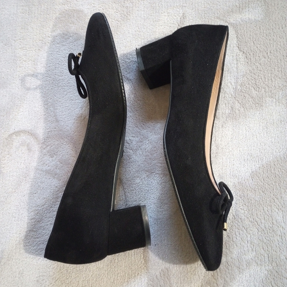 Stuart Weitzman Black Suede Low Heel Block Heel Pumps 7.5 - Picture 6 of 10
